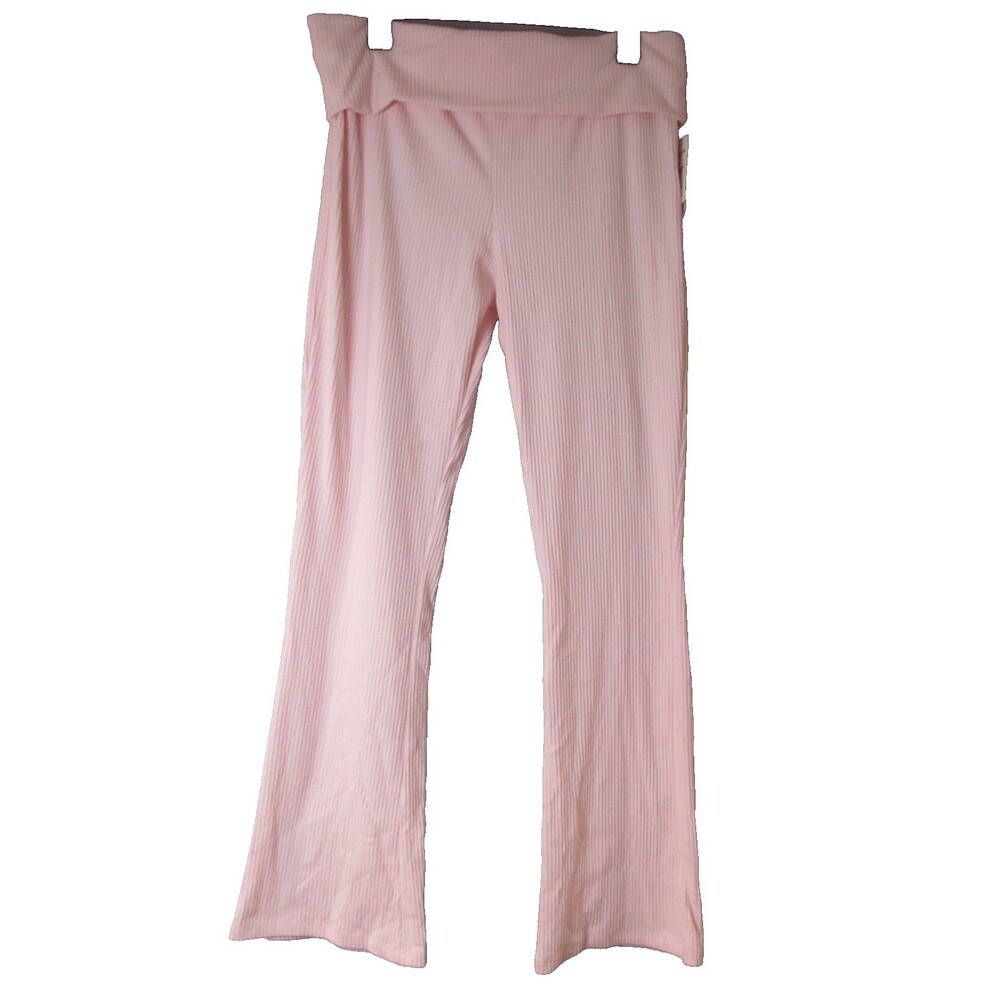 Hippie Rose Juniors XL Foldover Ribbed Lounge Pants Pink Flare NWT